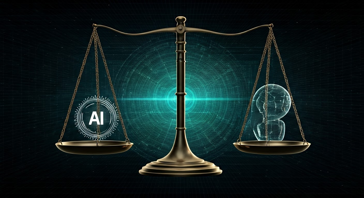Balancing ethics and technology illustration.