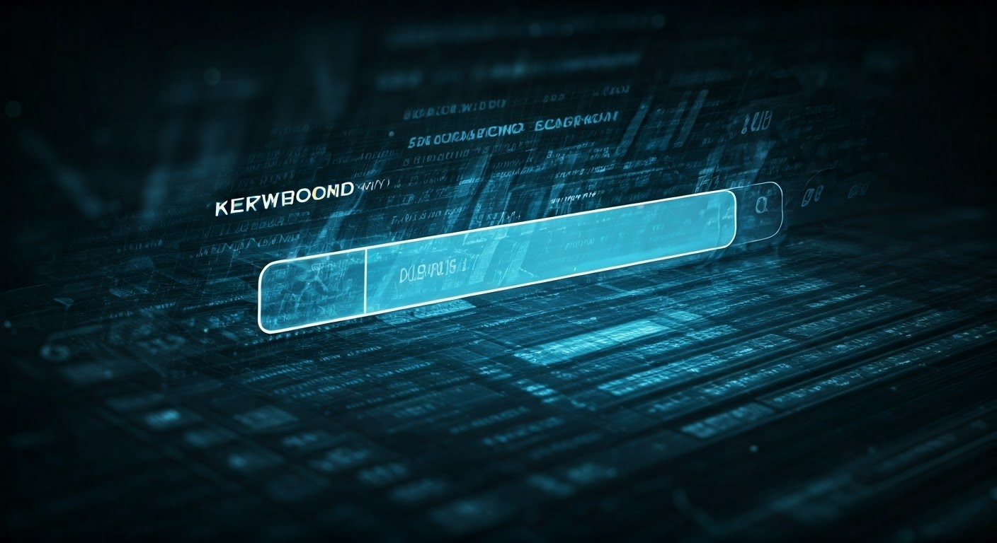 Digital art of keyword search advertising theme.
