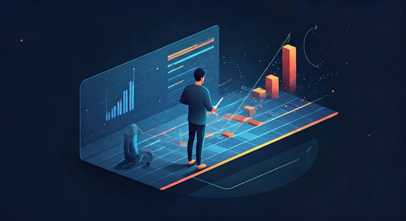 Person crafting a keyword strategy with charts