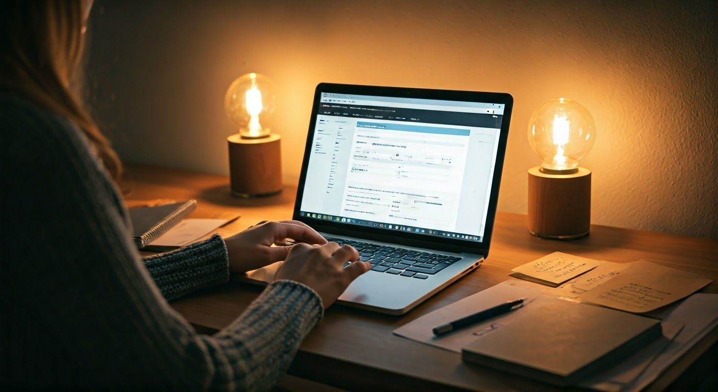 Person conducting keyword research on laptop.