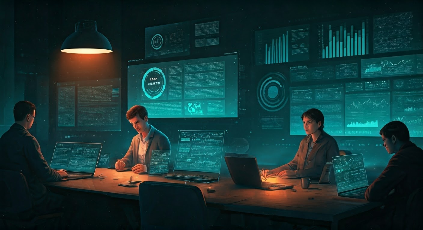 Futuristic marketing strategy meeting