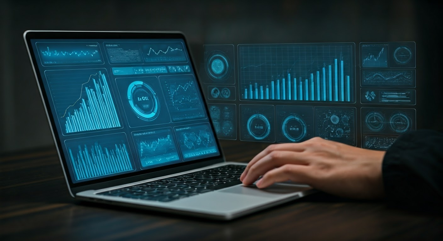 Person analyzing AI advertising strategies.