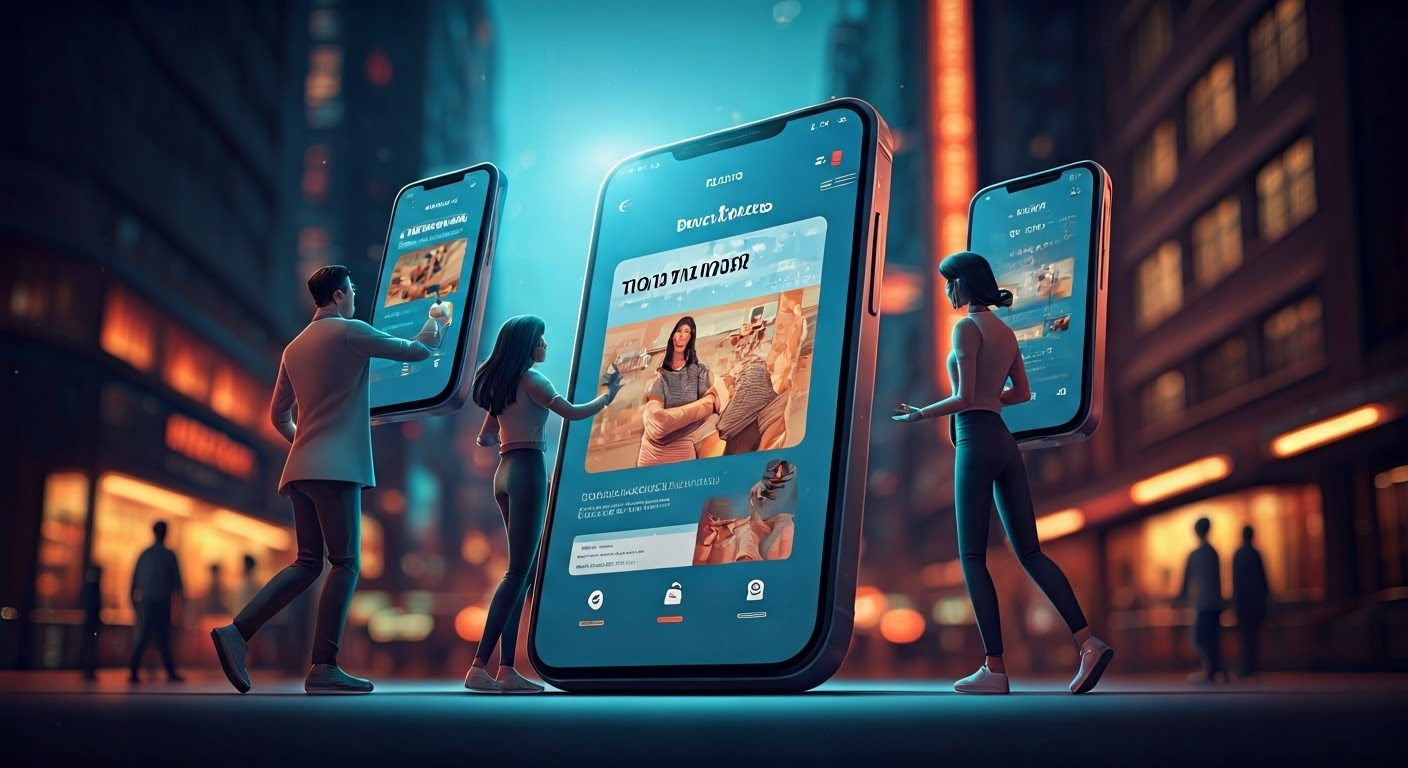 Users engaging with personalized mobile ads.