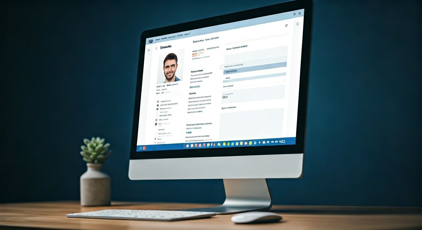 Optimized LinkedIn profile on screen.