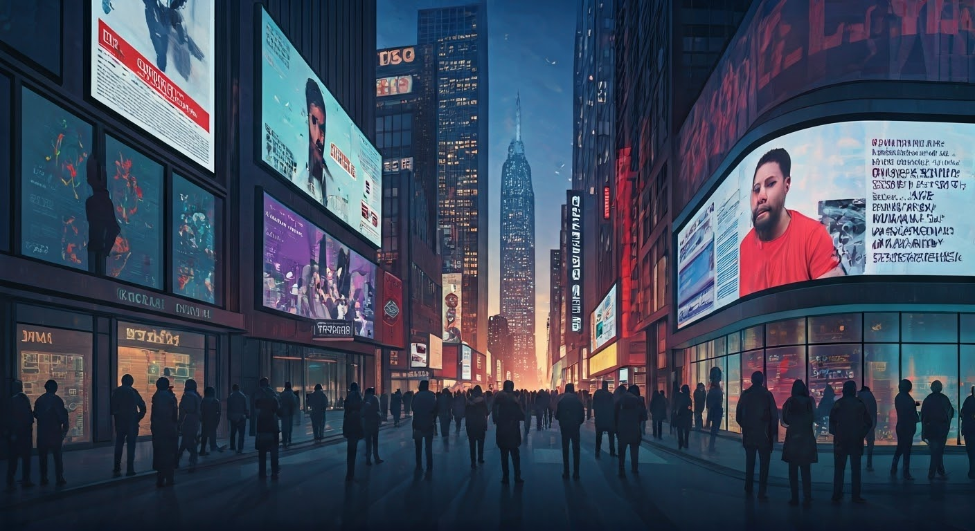 Cityscape with media coverage of Project 2025