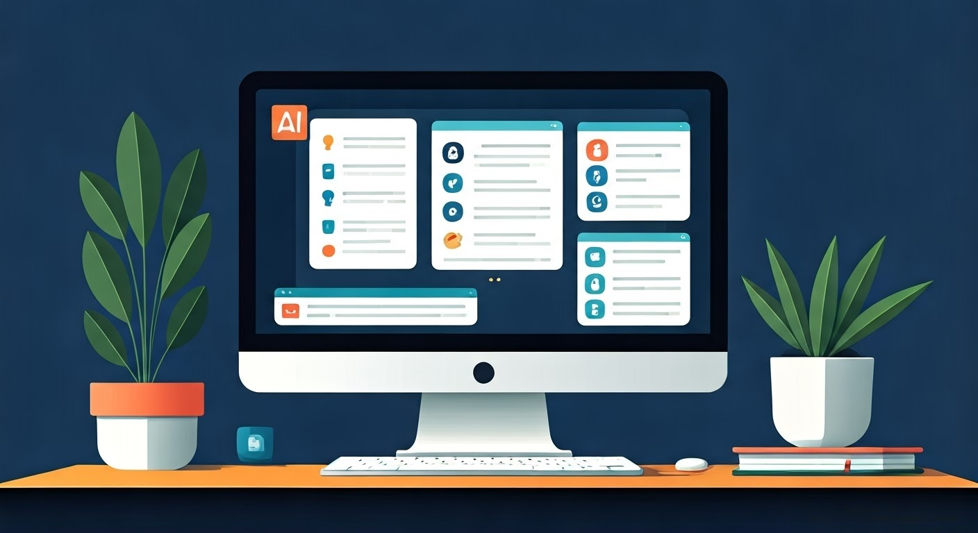 Digital illustration of AI tools