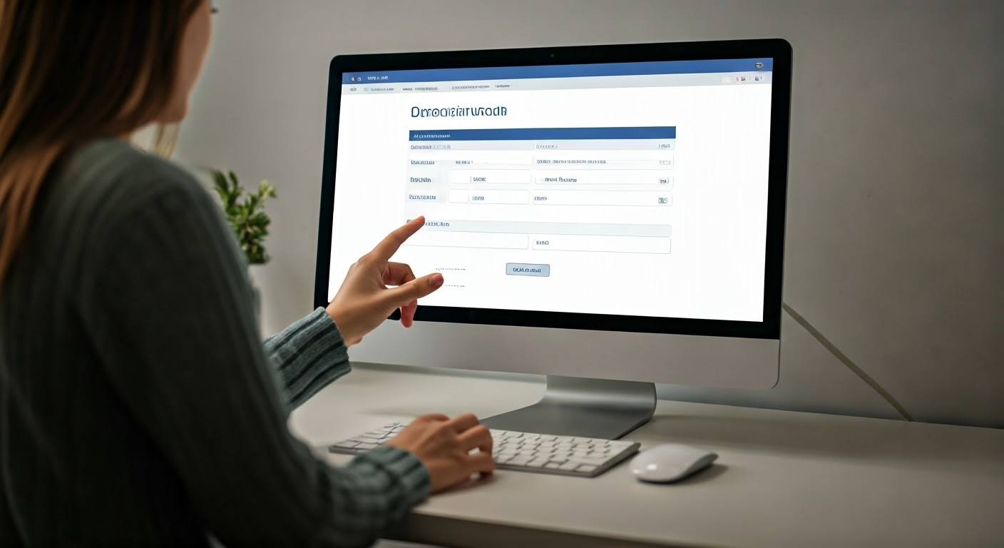 User interacting with a web form