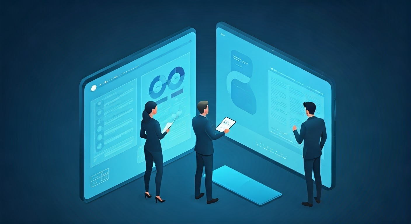 Professionals analyzing customer data
