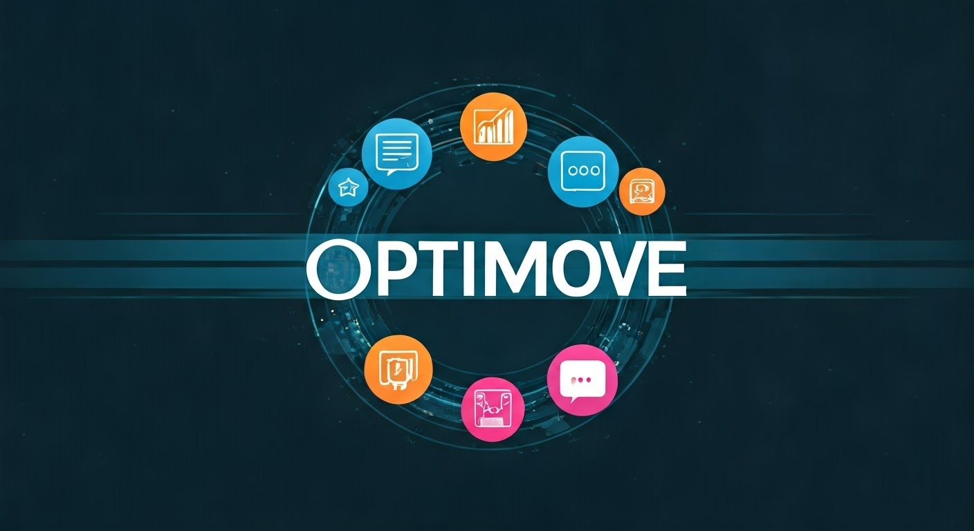 Optimove logo with communication symbols