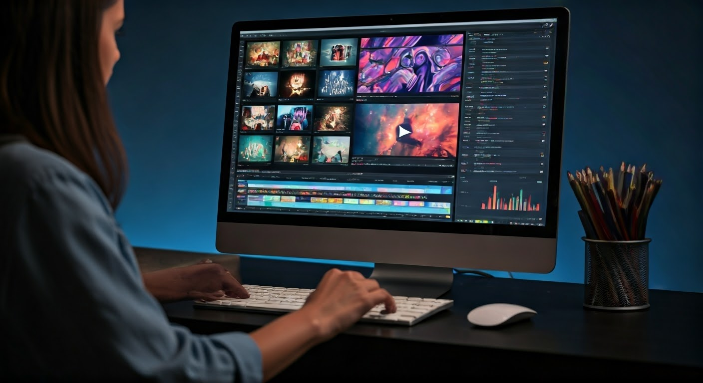 Digital artist creating video content