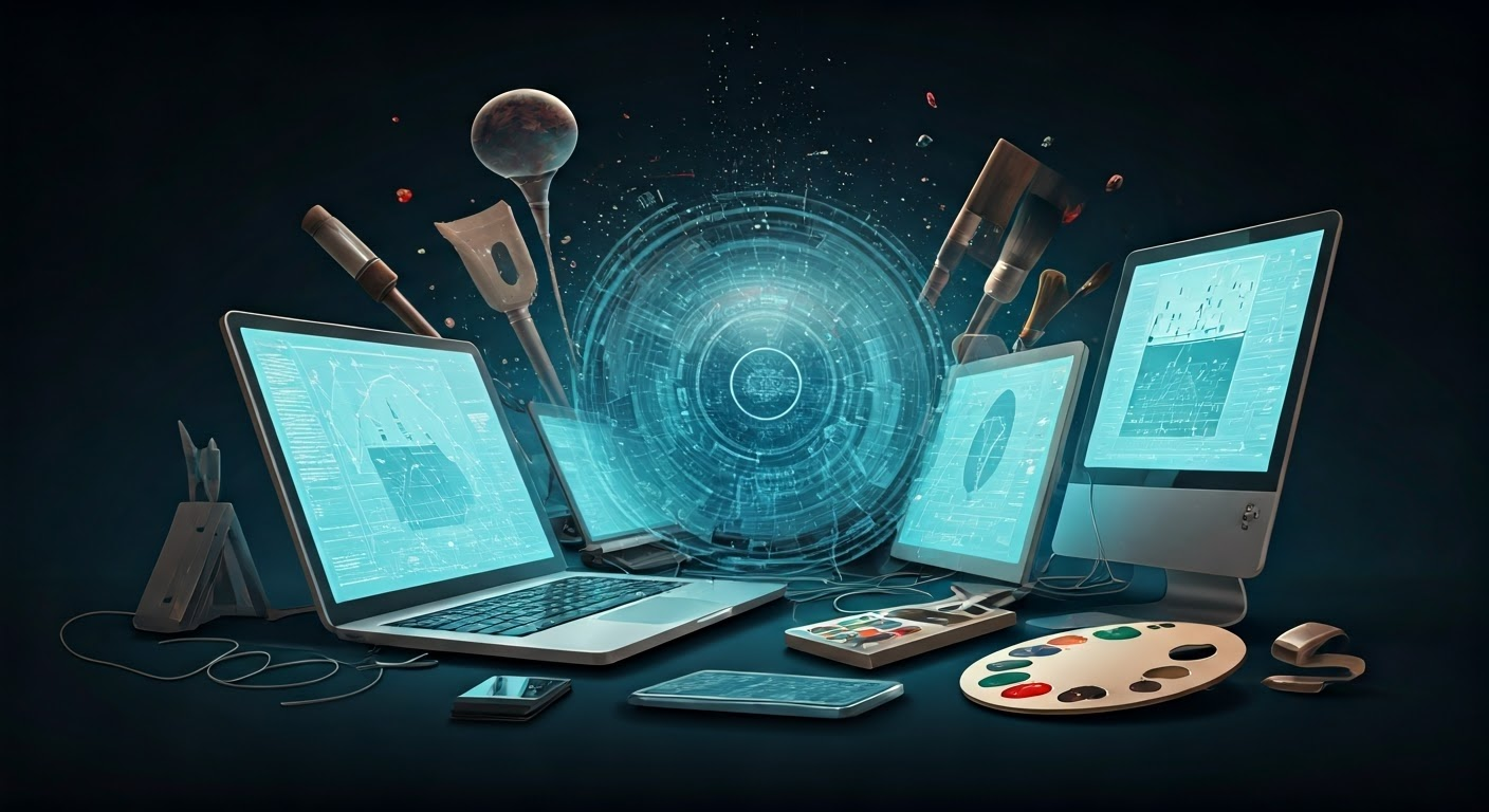 Digital tools showcasing art evolution