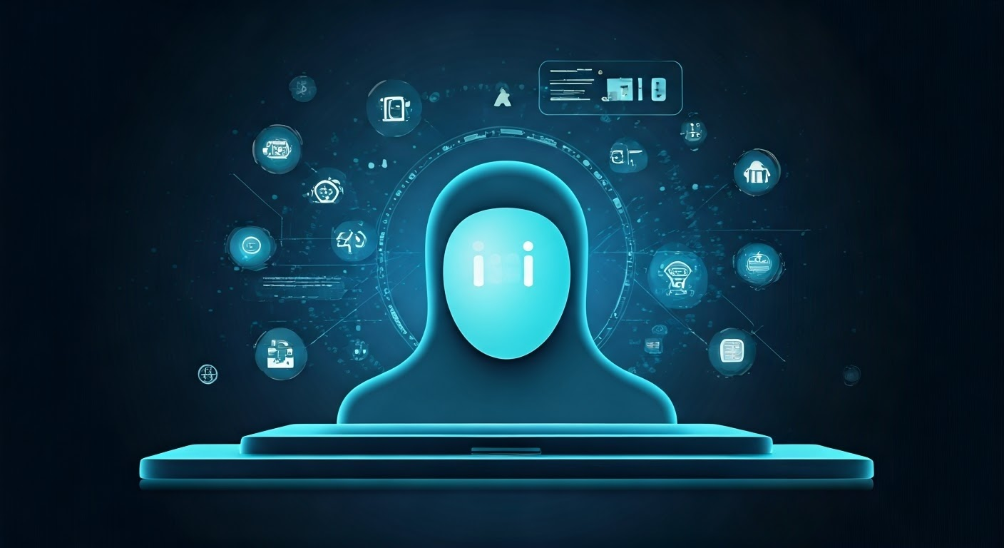 Digital illustration of AI features