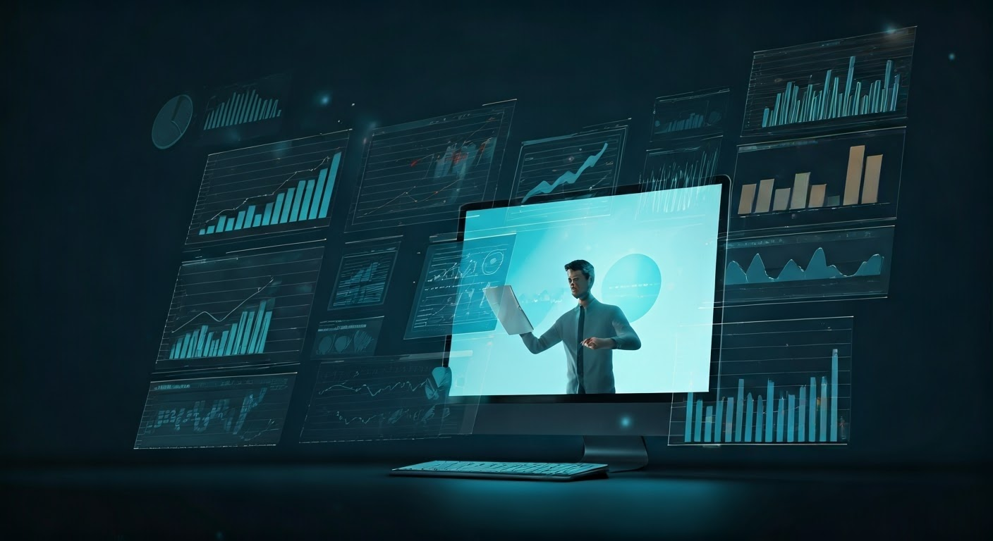 Marketer analyzing AI campaign data