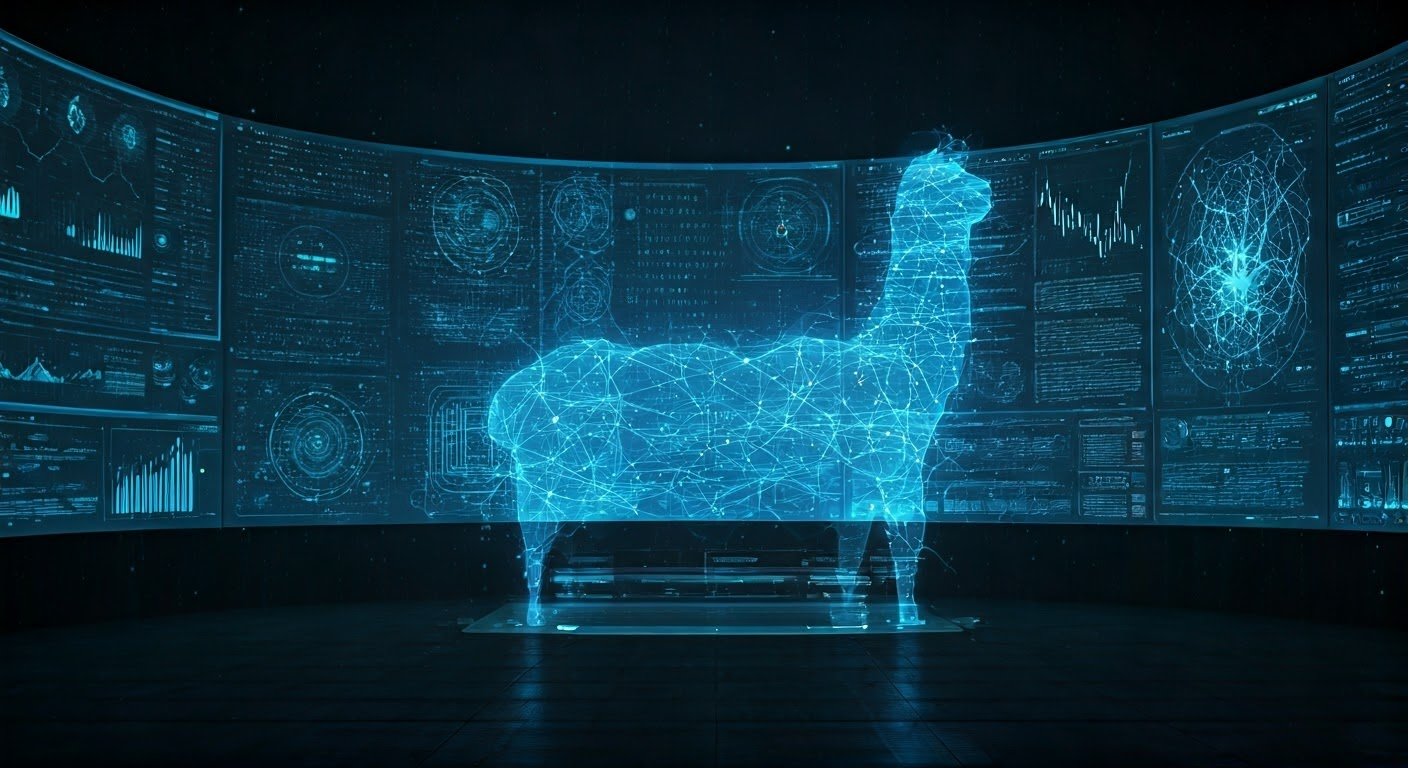 Digital illustration of Llama 4 features