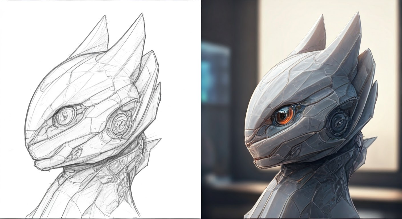 Comparing sketch and AI image