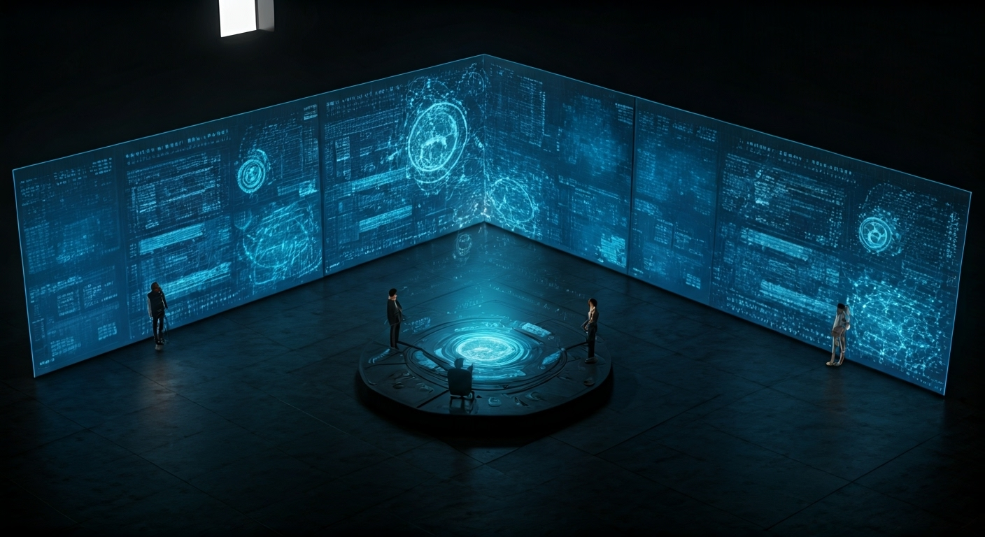 Futuristic workspace TensorFlow theme