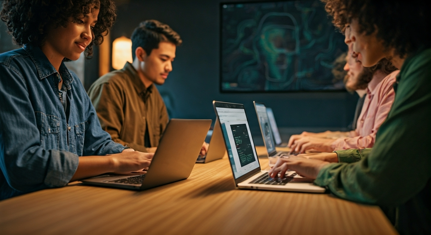People installing TensorFlow laptops