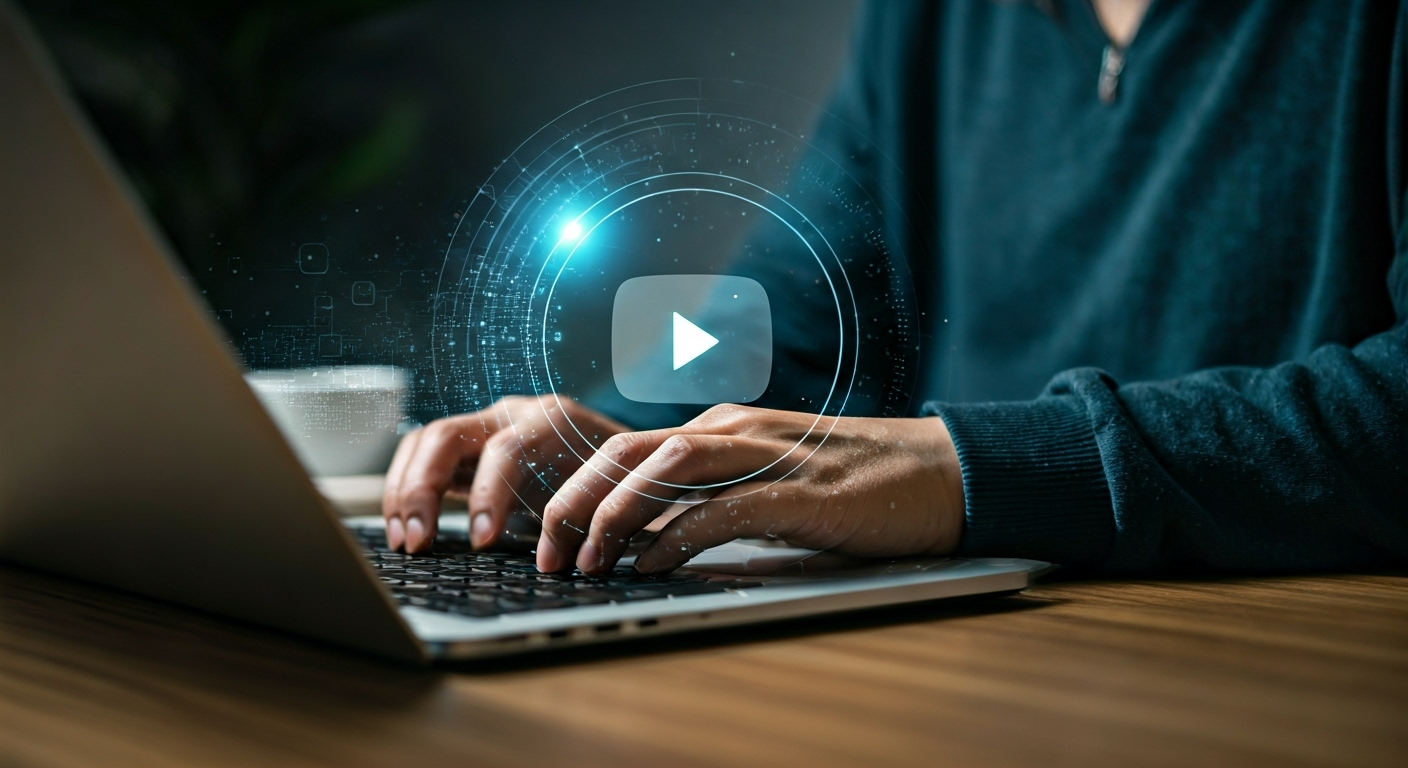 Person using AI for YouTube description