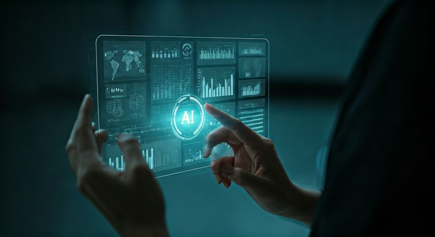 Hands using AI-powered interface
