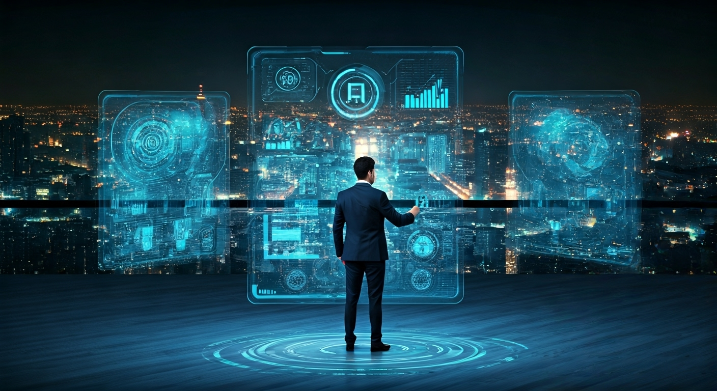 Professionals viewing AI insights on screens
