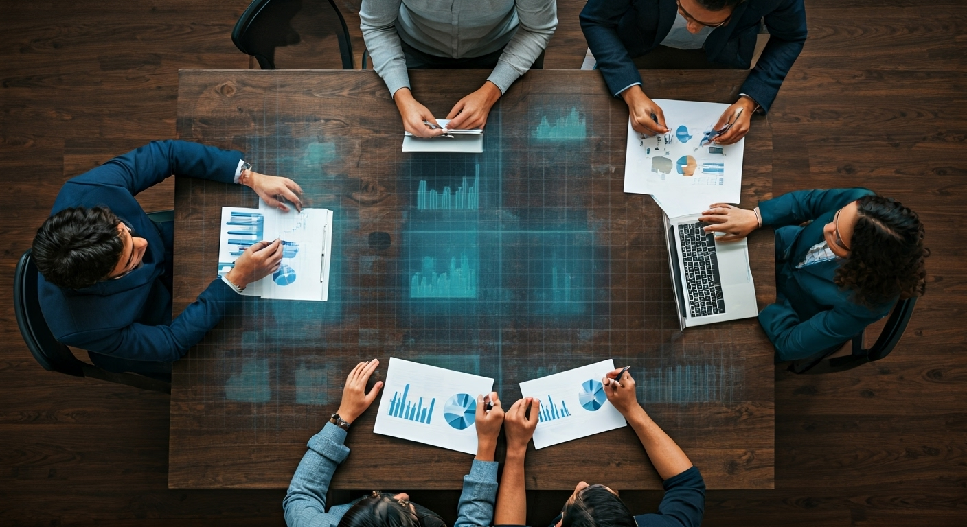 professionals reviewing campaign charts