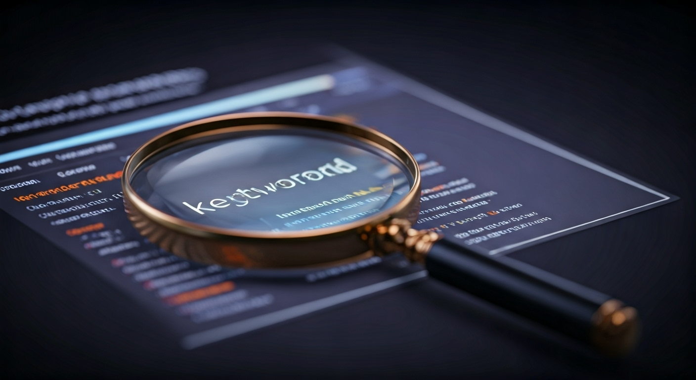 magnifying glass on keywords