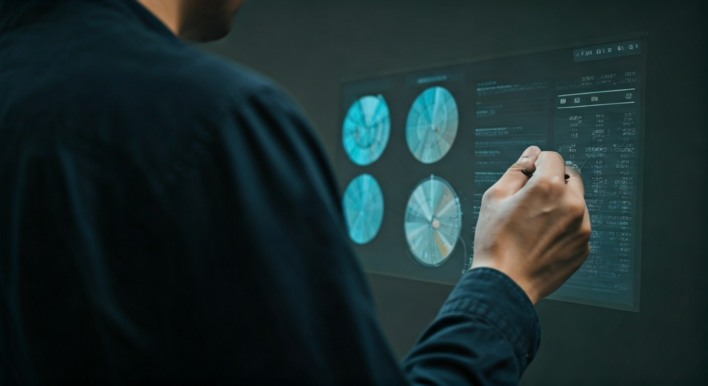 Person analyzing keyword visualizations