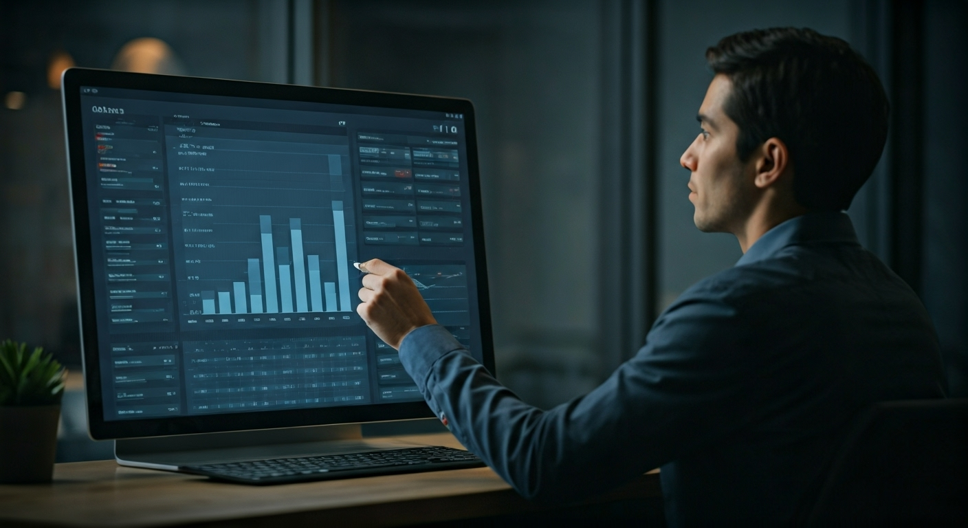 Marketer analyzing keyword dashboard