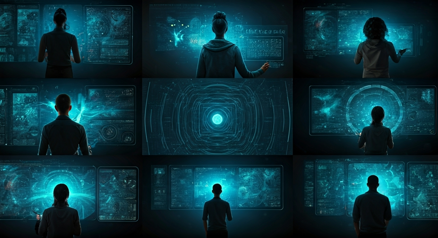 Futuristic AI video creation montage