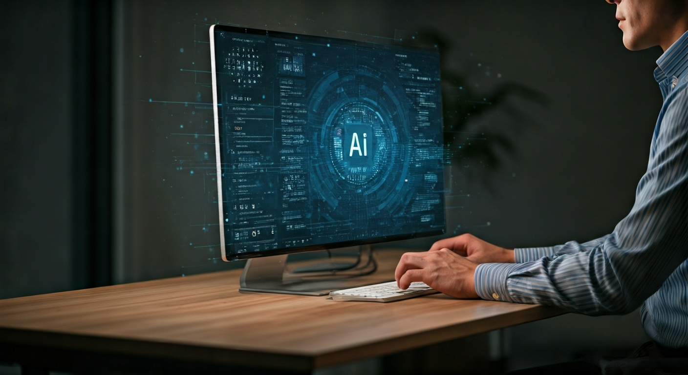 Business owner using AI software