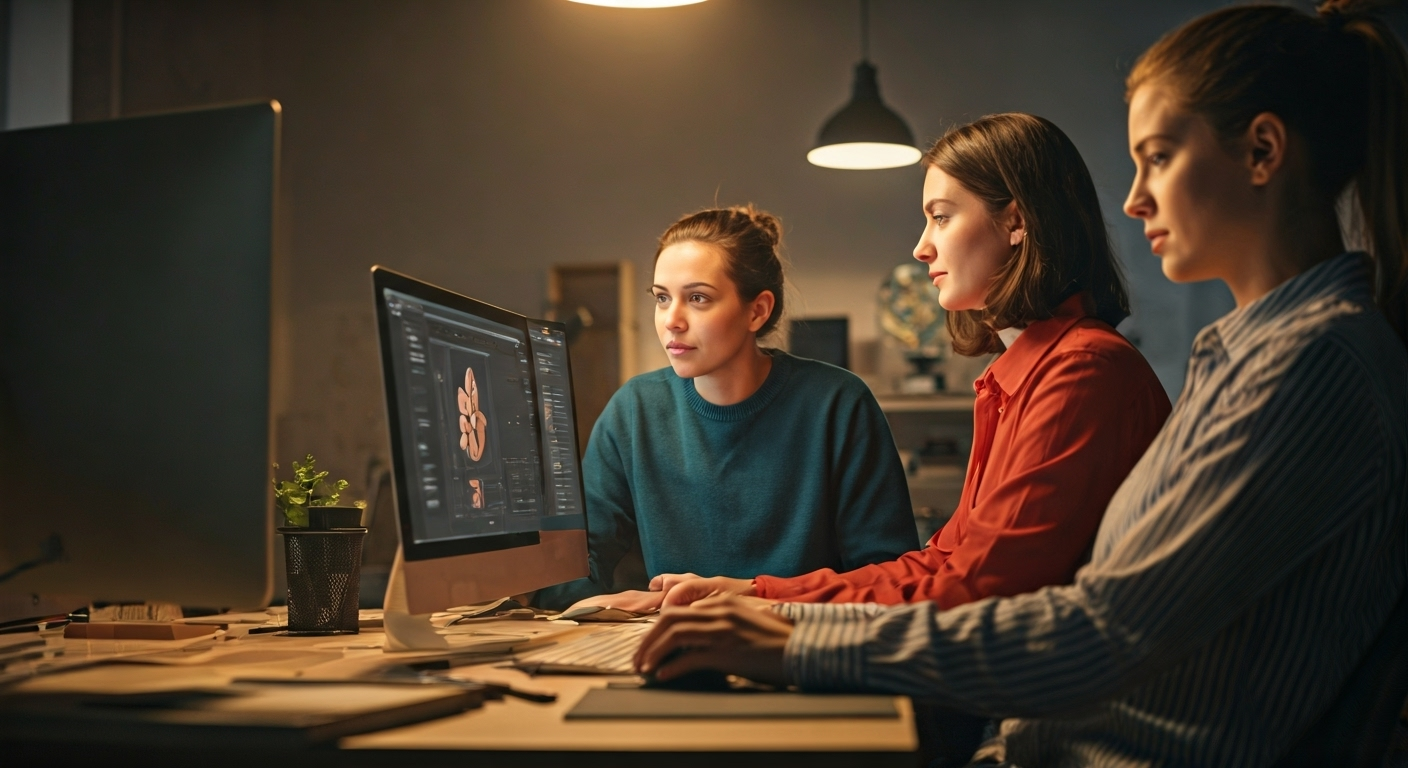 Animators using AI tools studio