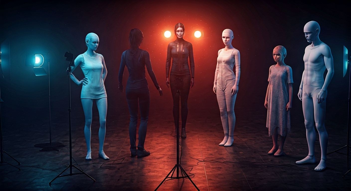 collage of AI avatars presenting