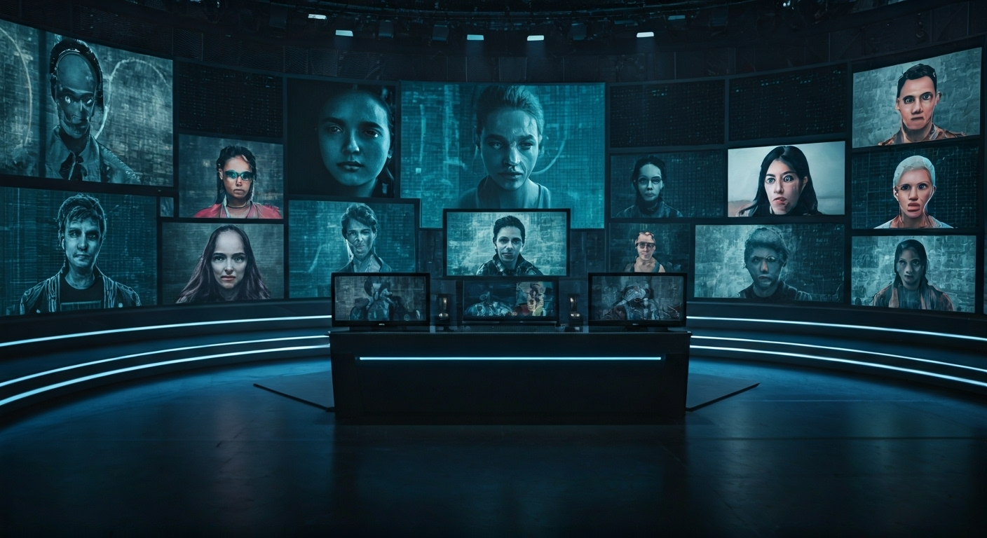 digital avatars on video screens