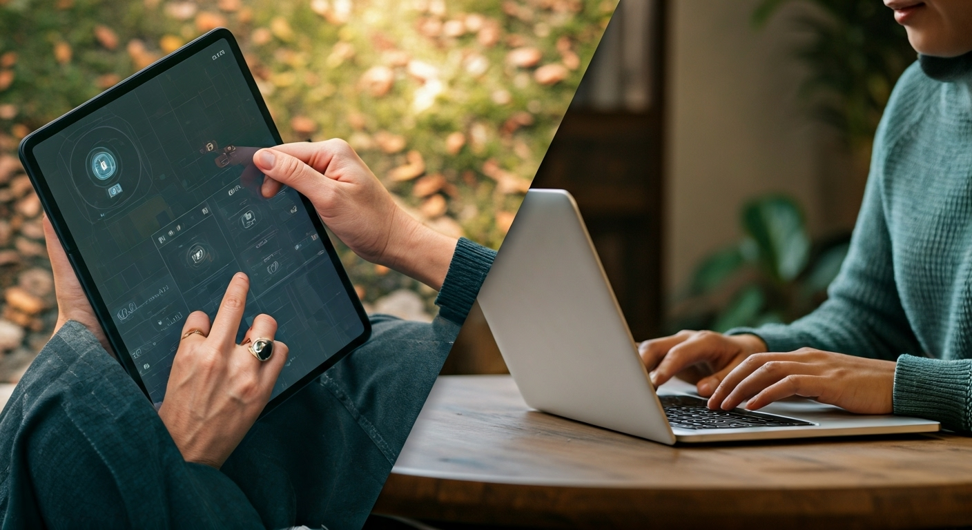Using Kling AI on tablet and laptop