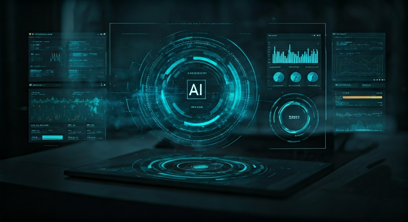 Futuristic AI marketing dashboard