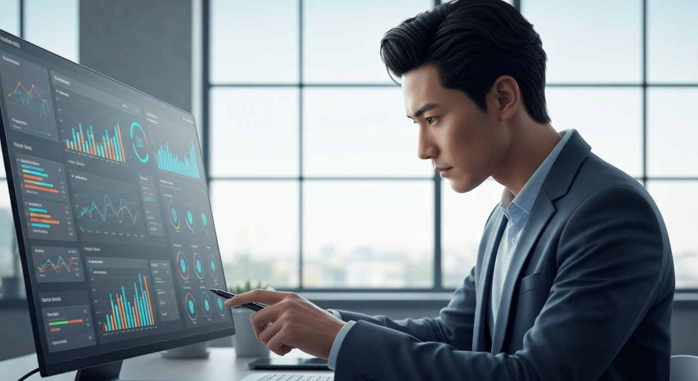 Marketer using AI dashboard