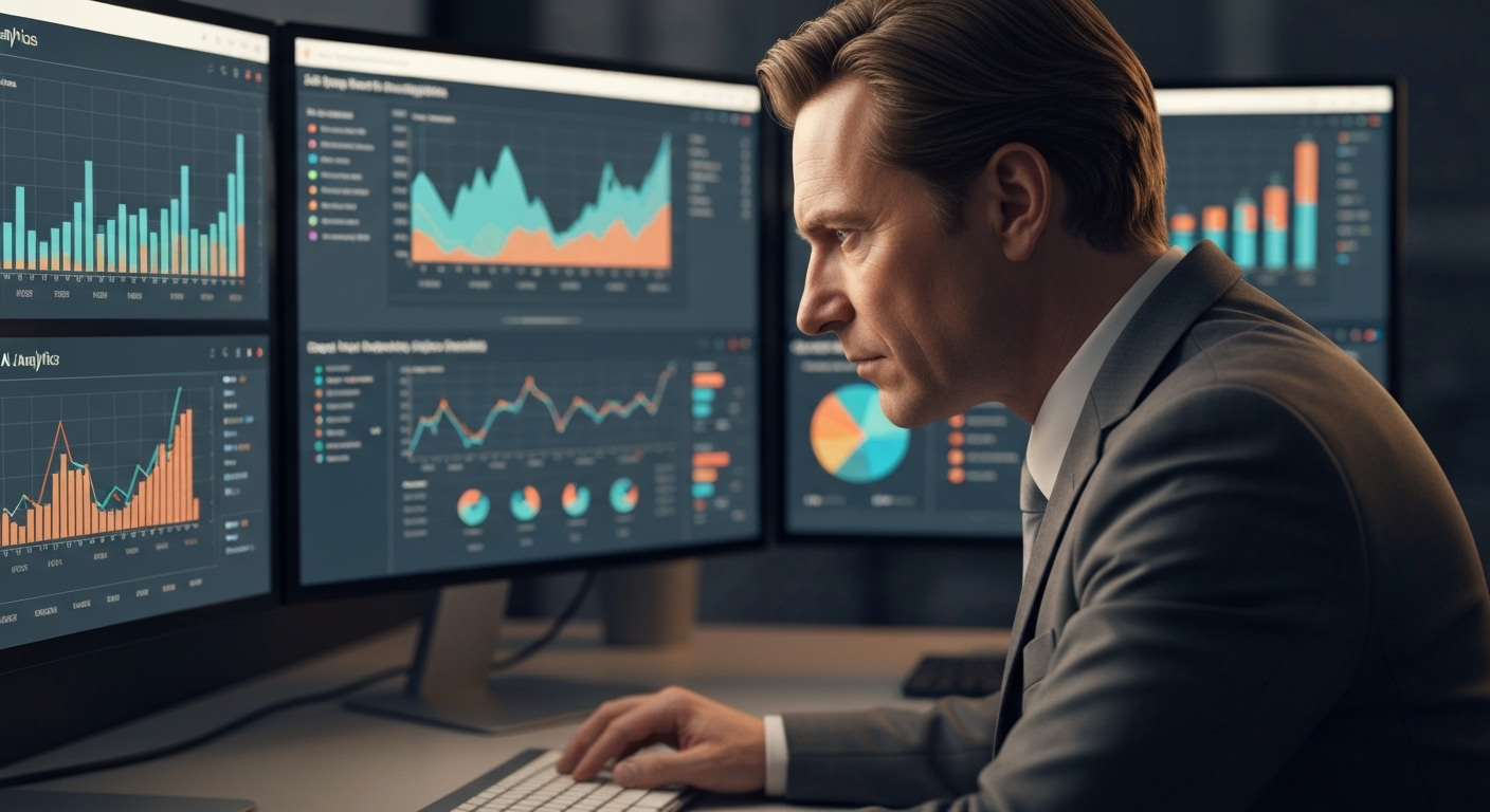 Investor using AI analytics dashboard