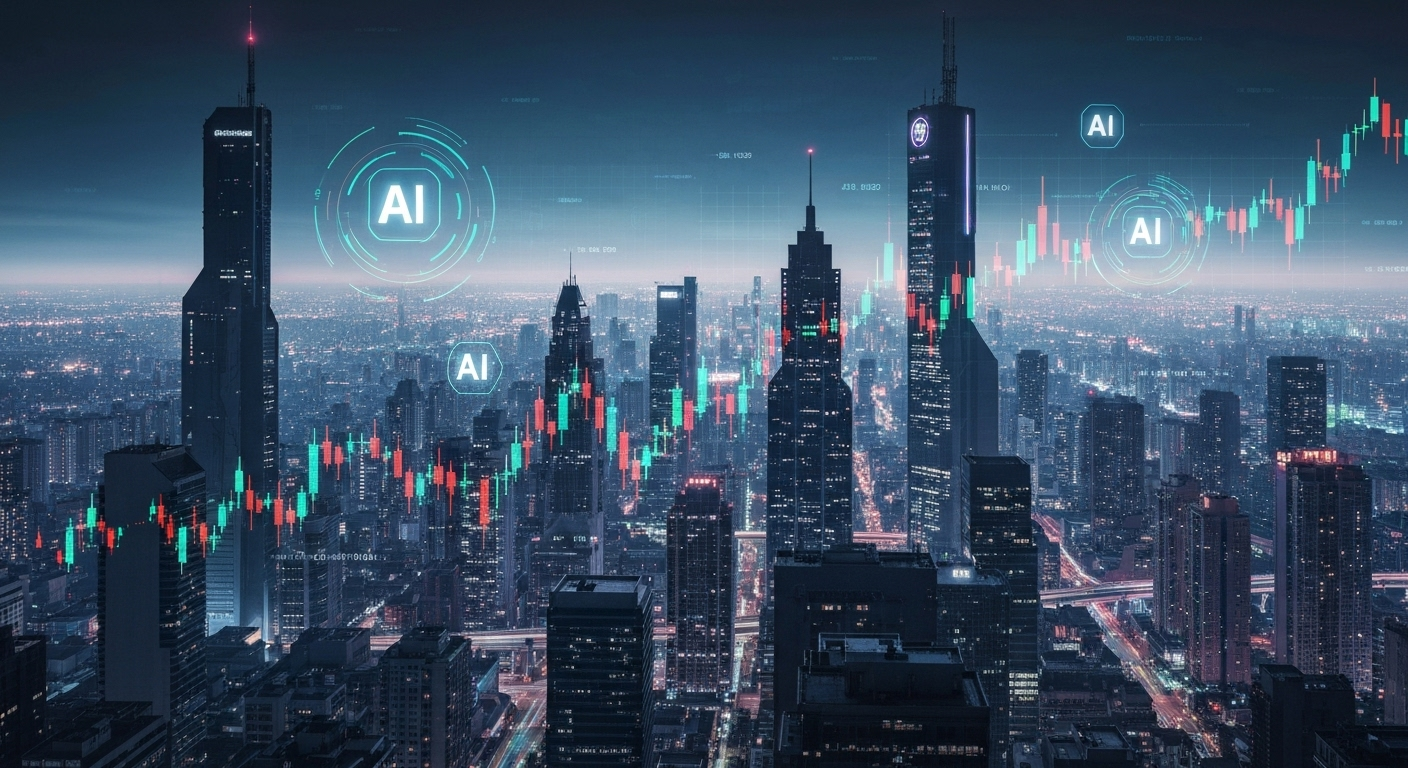 City skyline with AI pricing overlays