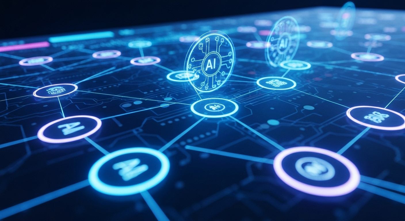 AI dashboard with data nodes