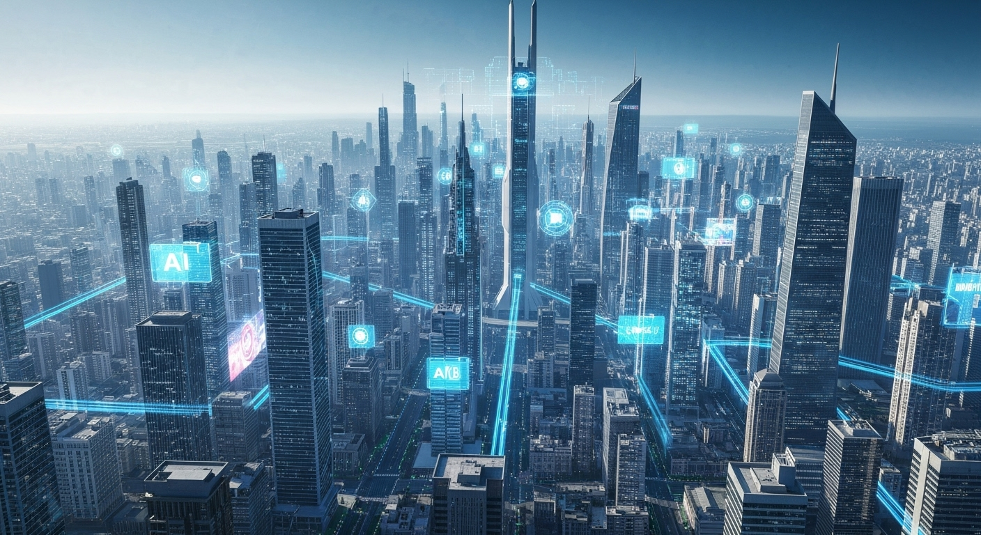 AI-powered city skyline digital art