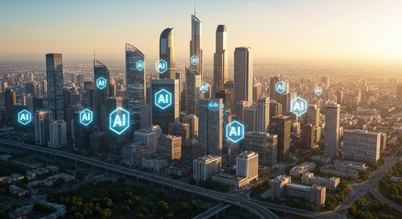 AI companies cityscape digital art