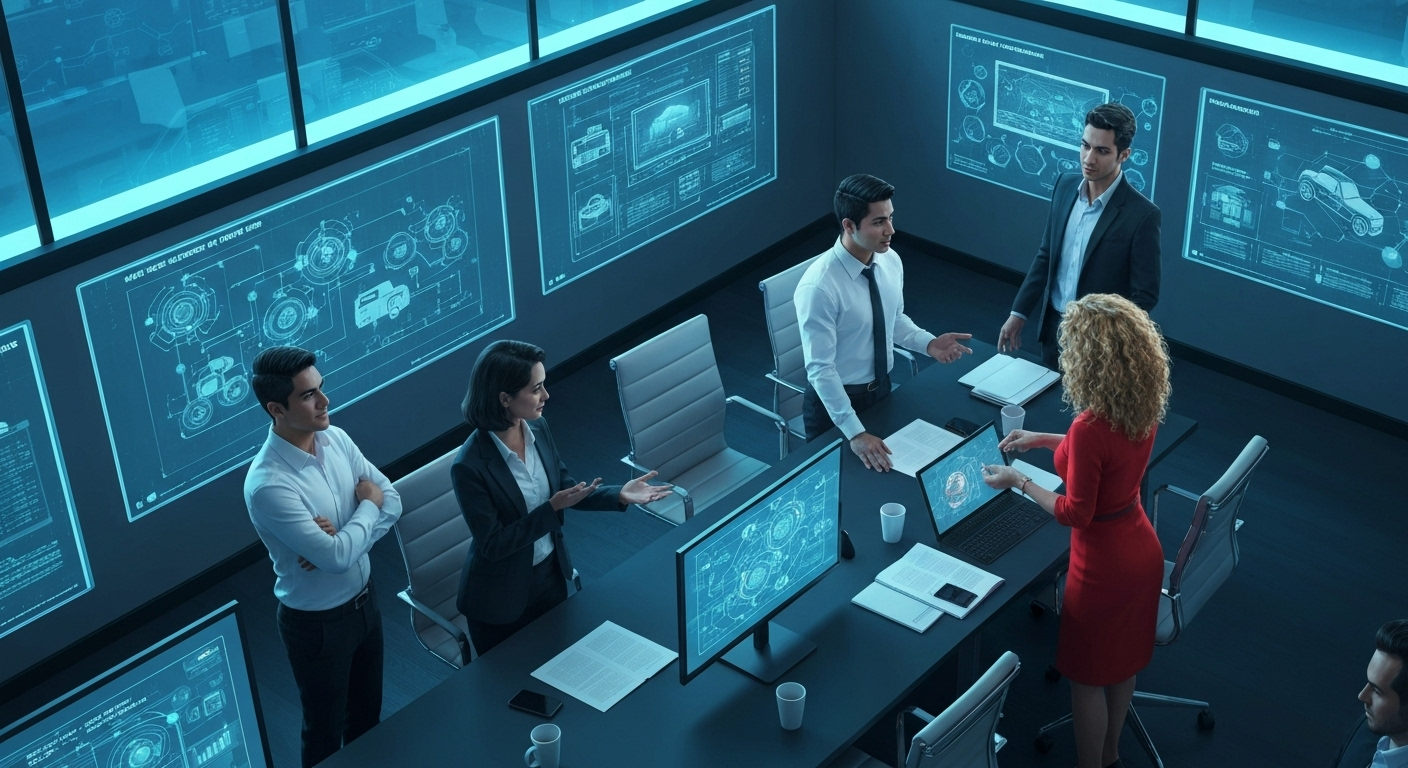 Professionals discussing AI solutions