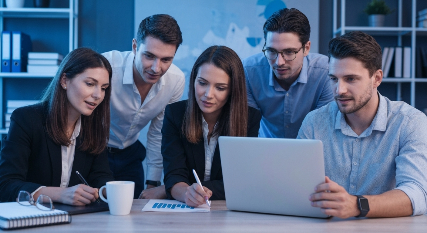 Team reviewing LinkedIn analytics