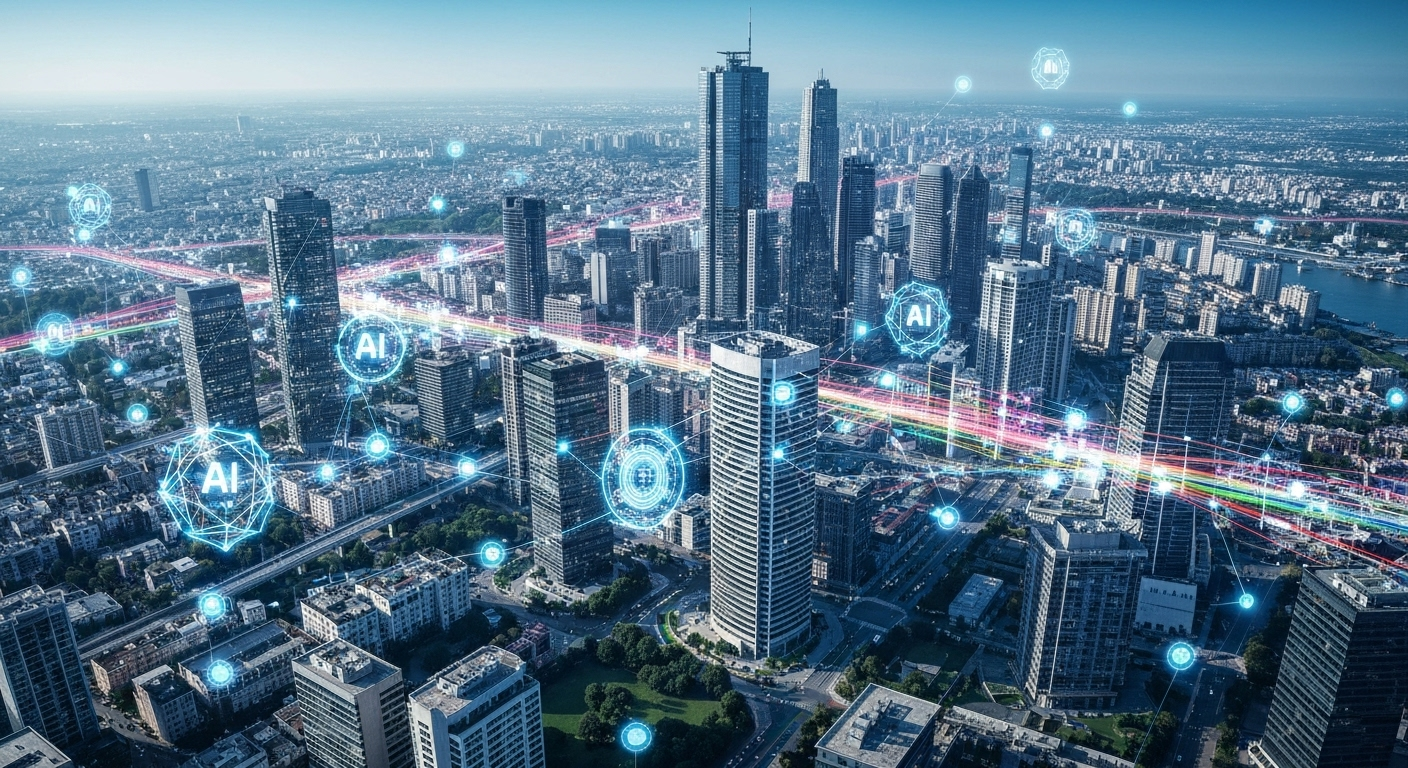 city with AI devices network