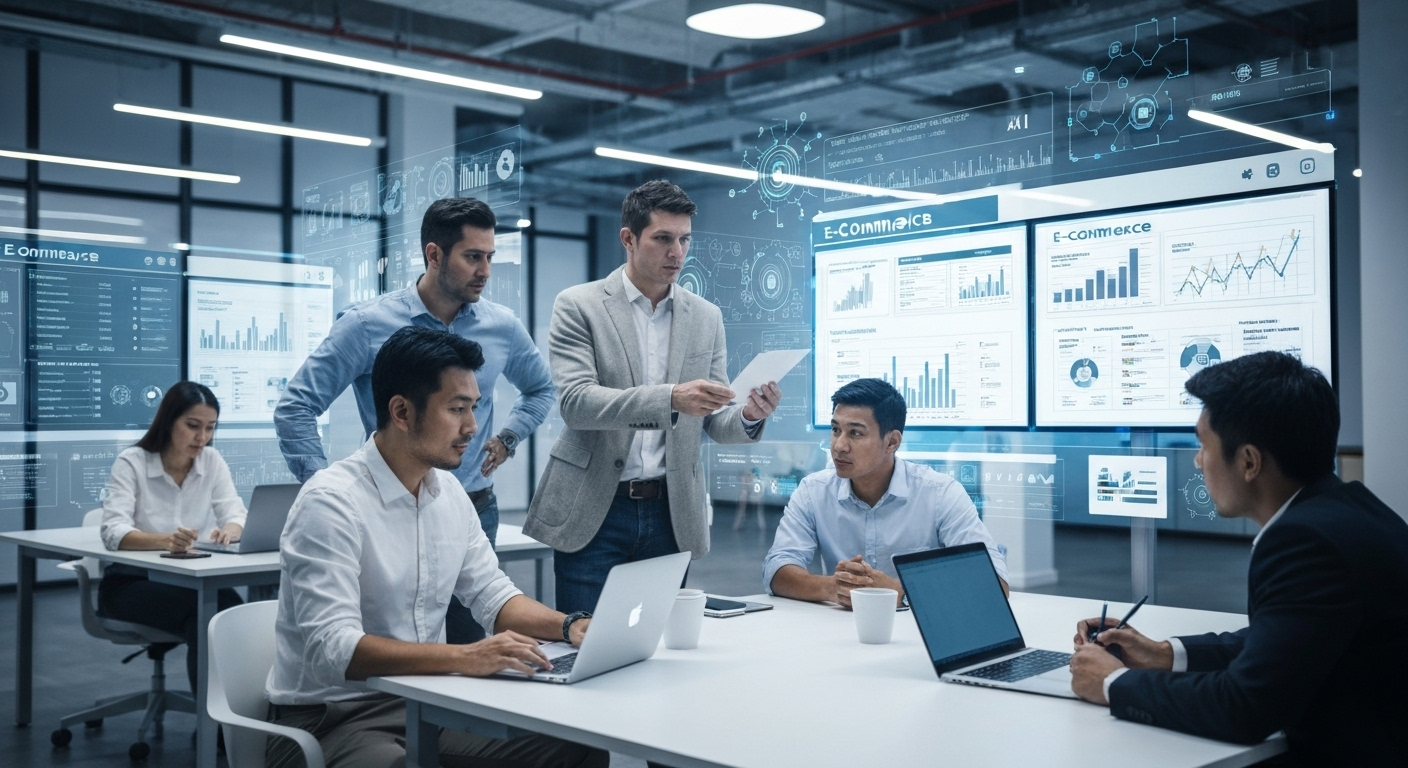 Team analyzing ecommerce AI data