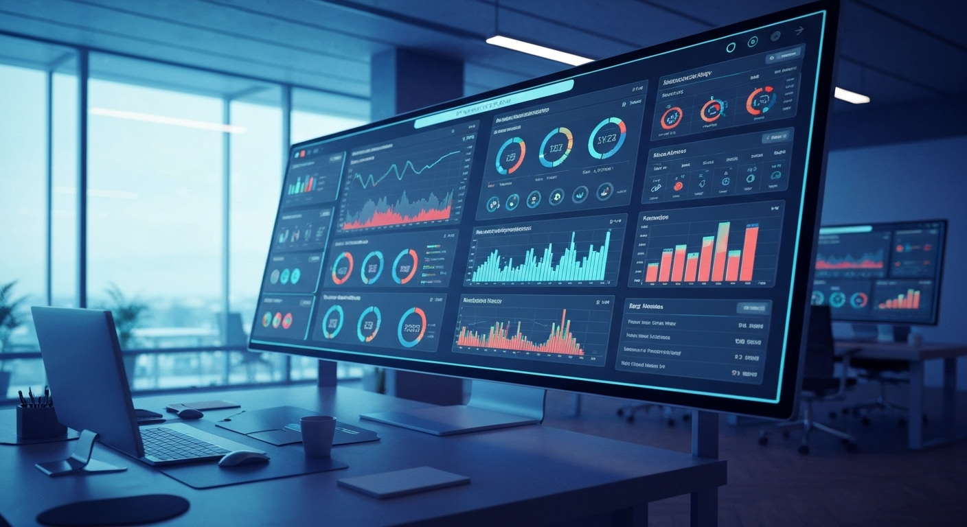 Futuristic AI marketing dashboard