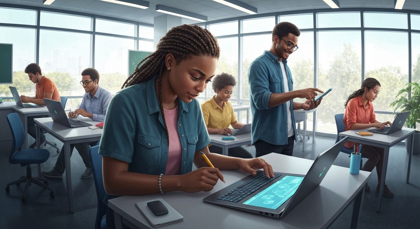 Students using AI in classroom