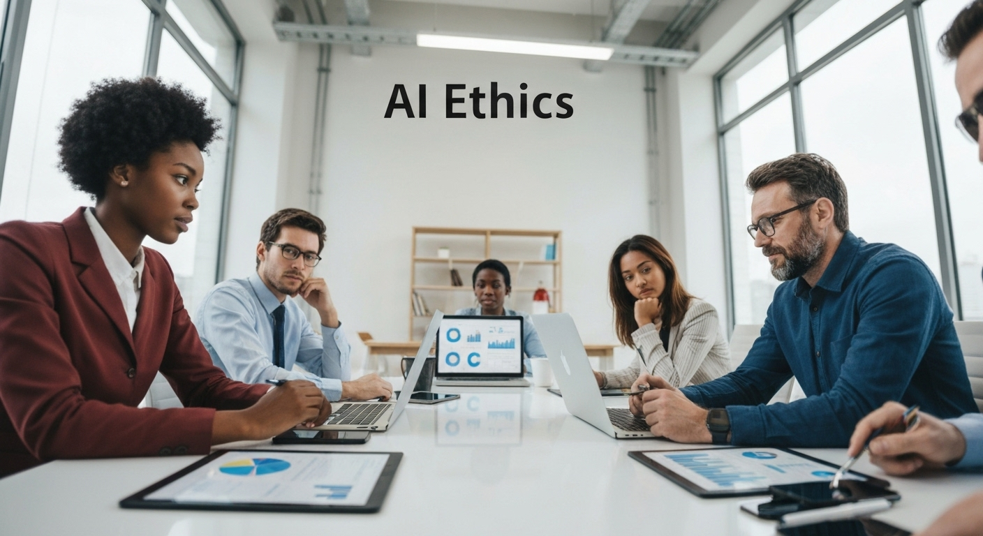 Professionals discussing AI ethics
