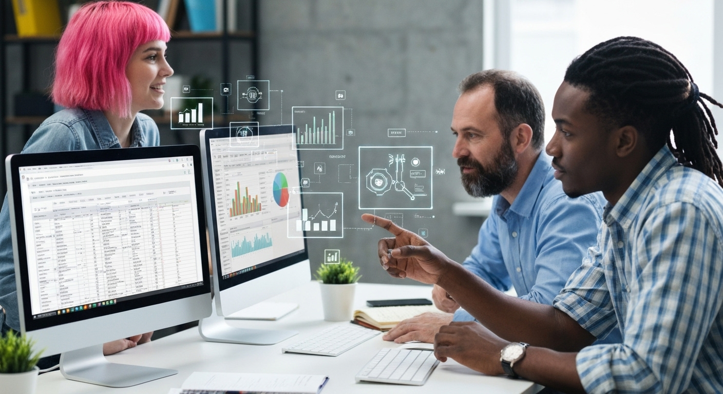 Team working with Excel AI