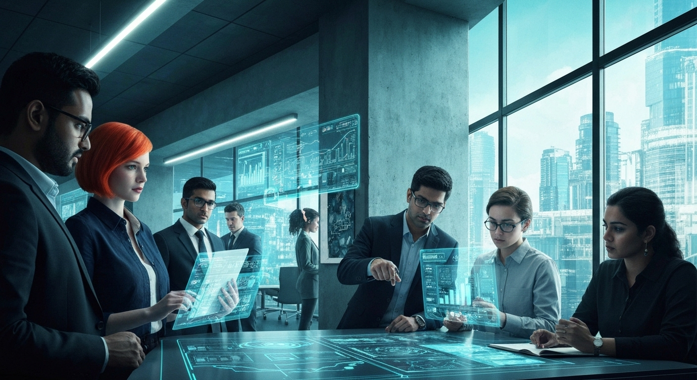 Futuristic AI enterprise collaboration